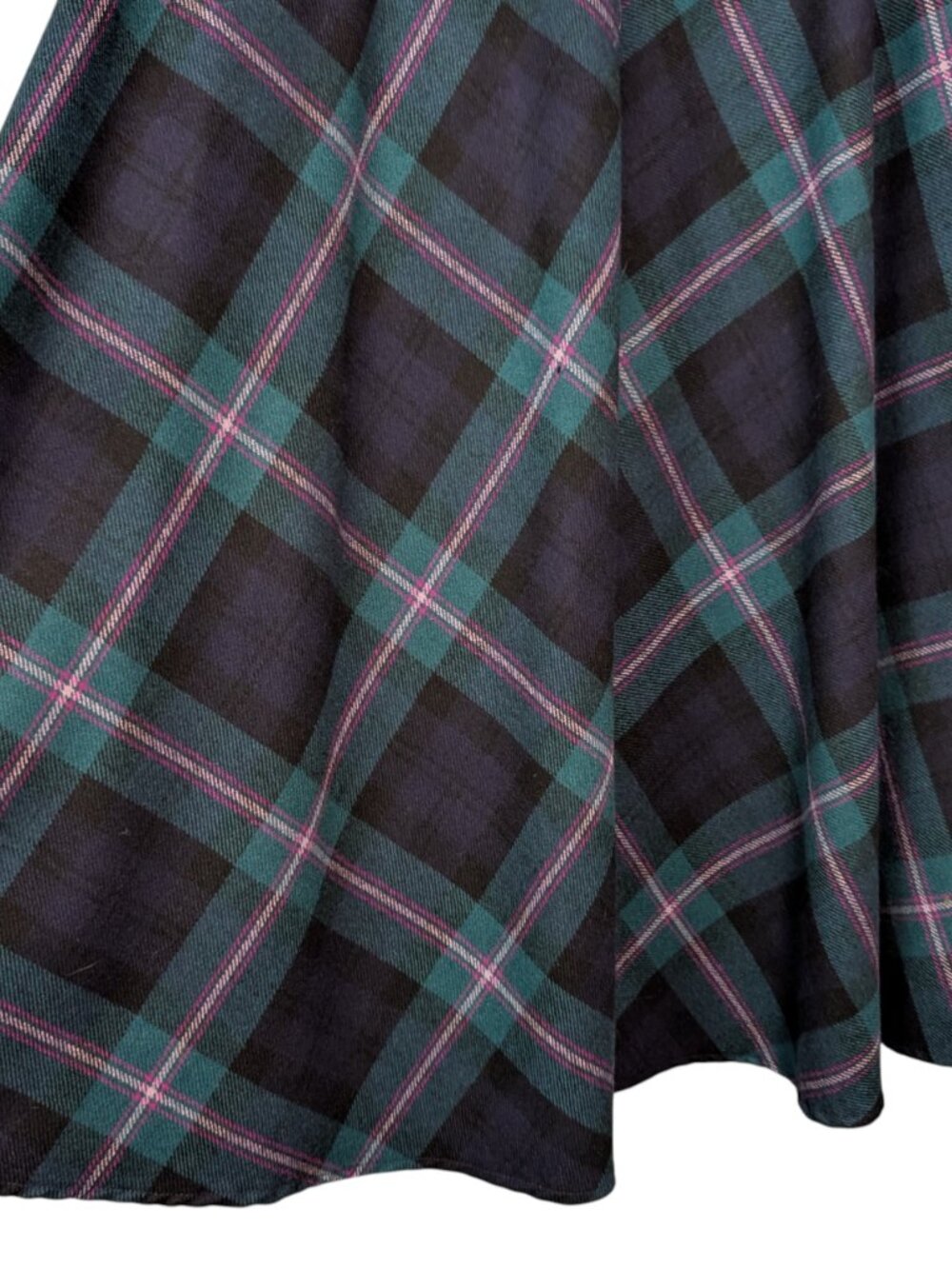 Vintage Deans Of Scotland Sz 12 Green Black Pink Plaid 100% Wool Academia Skirt - Picture 5 of 11